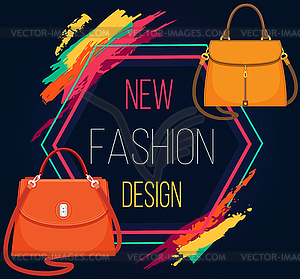 Womens bags new fashion design banner, poster with - vector clipart