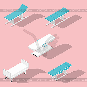 Медицинские кушетки, операционные и массажные столы - клипарт в векторном формате