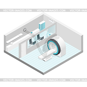 Cabinet MRI isometric room set - vector image