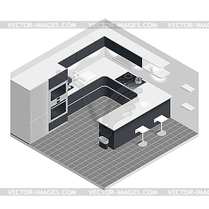 Isometric kitchen set - vector clipart