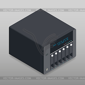 Network attached storage isometric detailed device - vector image