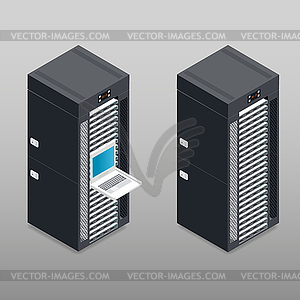 Server tower rack detailed isometric icon - vector clipart