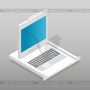 Kvm switch rackmount isometric detailed icon - vector clipart