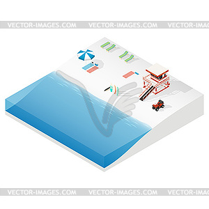 Beach isometric ison set - vector clipart