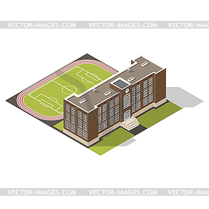 School isometric icons set - vector image