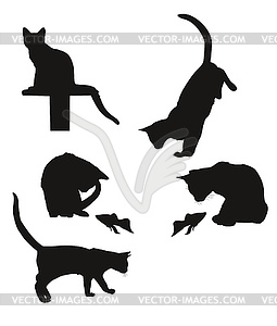Set of cat silhouettes - vector image