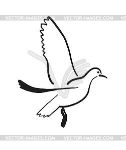 Taking off bird, contour - vector clip art