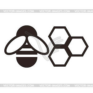 Пчела и соты значок - изображение в векторе