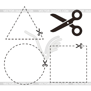 Cut line with scissors. Cut here symbol - vector image