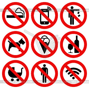 Set of Prohibited No Stop Sign - vector clip art