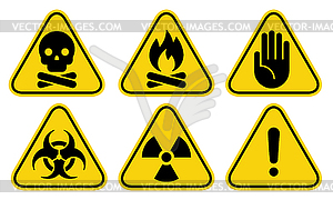 Знак токсичной опасности, Предупреждающий знак о пожаре, Внимание - изображение в векторном формате