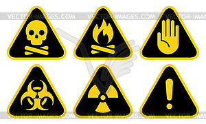 Знак токсичной опасности, Предупреждающий знак о пожаре, Внимание - векторный клипарт EPS