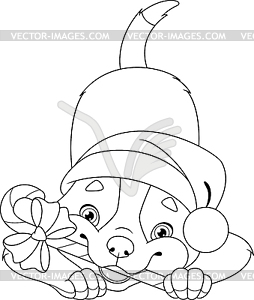 christmas dog coloring page royalty free vector clipart