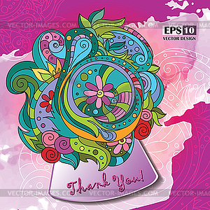 Thank You, hand lettering and doodles elements - vector clipart