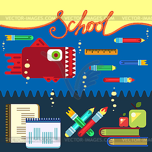 Education concept poster in flat style design - vector image
