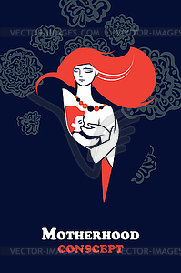 With mother and baby - vector image