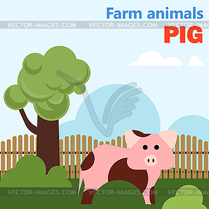 Farm animal pig - color vector clipart