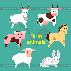 Set of farm animals - vector image