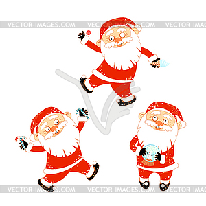Collection of stickers with Christmas Santa Claus - vector clipart