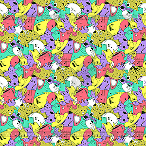 Bright background with fantastic creatures - vector clip art