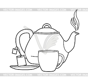 Элементы инструкции по приготовлению чайных пакетиков - стоковый векторный клипарт