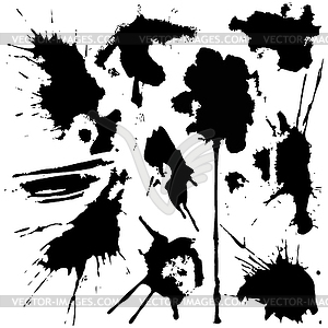Набор черных пятен черных гранж - - векторное изображение EPS