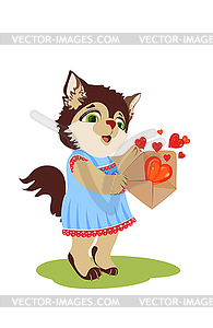 Little cartoon style cat - clipart for kids - vector clipart