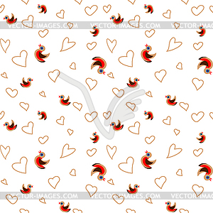 Seamless pattern with red hearts for background - vector image