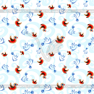 Seamless pattern with birds and flowers - vector EPS clipart