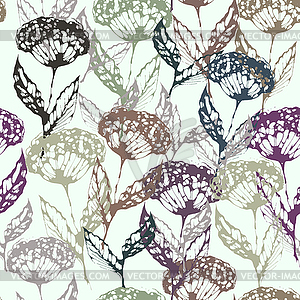 Decorative seamless pattern inflorescence, dill, - vector clipart