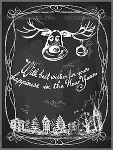 Image. Christmas card on black board - vector EPS clipart