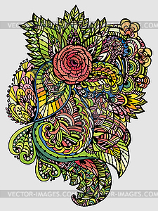 Image Doodle, drawing for coloring floral motif - vector clipart