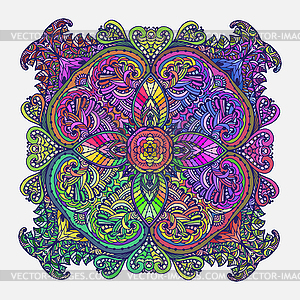 Image Doodle, drawing for coloring mandala. Square - vector clip art
