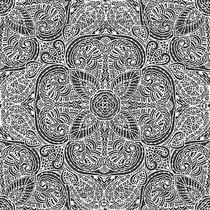 Black and white seamless pattern of abstract flowers - vector EPS clipart