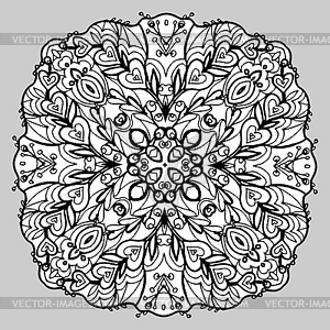 Image Doodle, drawing for coloring mandala. Square - vector image