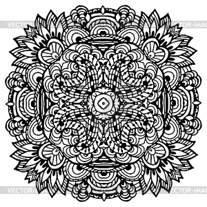 Image Doodle, drawing for coloring mandala. Square - vector clipart