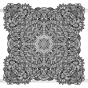 Image Doodle, drawing for coloring mandala. Square - vector clipart