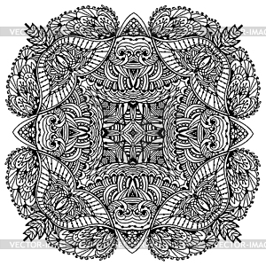 Image Doodle, drawing for coloring mandala. Square - vector image