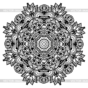 Image Doodle, drawing for coloring mandala. Square - vector clip art