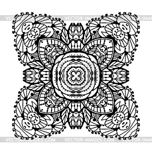 Image Doodle, drawing for coloring mandala. Square - vector clip art