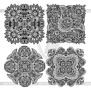 Set of Image Doodle, drawing for coloring mandala. - vector clipart