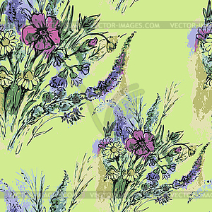 Seamless pattern watercolor bouquet Flowers - vector EPS clipart