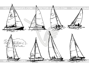 Набор чертежей яхт - векторная иллюстрация