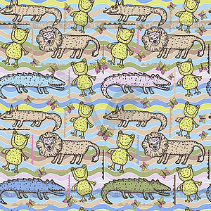 Seamless pattern with cute animals - vector image