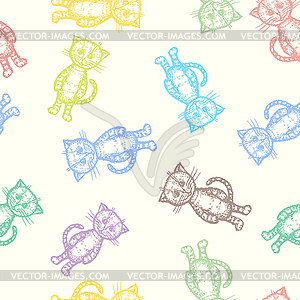 Seamless pattern with decorative cat image - vector clipart