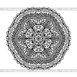 Black and white circular pattern mandala - vector image