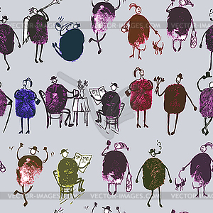 Seamless pattern people stylized image formed of - vector clipart