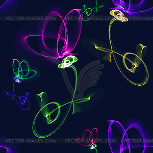 Seamless pattern with glowing neon flower - vector image