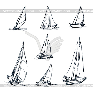 Set of graphics yacht - vector image