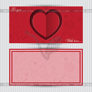 Card with red heart and love symbol - vector EPS clipart